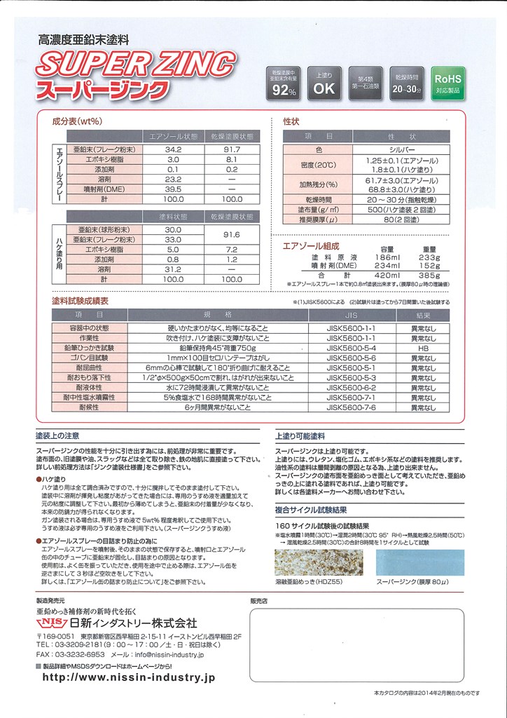 スーパージンク　5kg　メタリックシルバー【日新インダストリー】