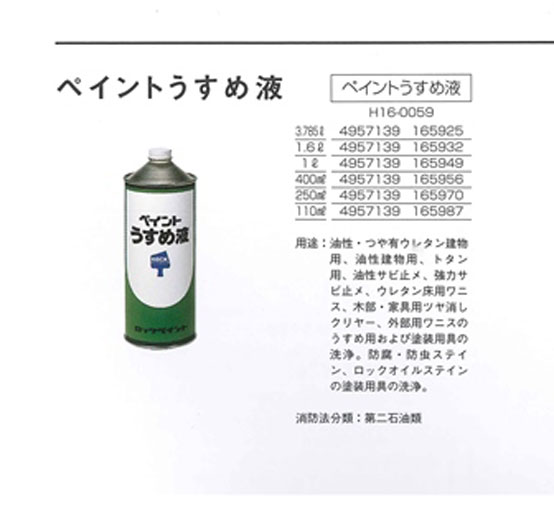 ペイントうすめ液　400ML　(H16-0059)　【ロックペイント】