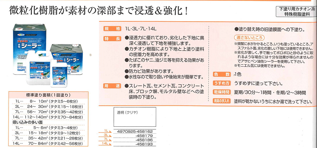 強浸透性水性シーラー　1L【アサヒペン】