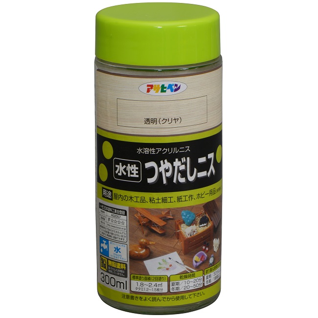 水性つやだしニス　300ml　透明（クリヤ）【アサヒペン】