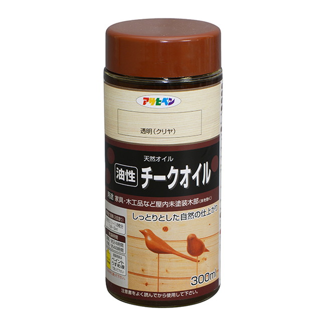 油性チークオイル　300ml　透明（クリヤ）【アサヒペン】