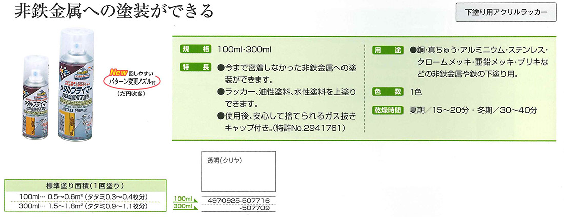 メタルプライマー　100ml　透明（クリヤ）【アサヒペン】