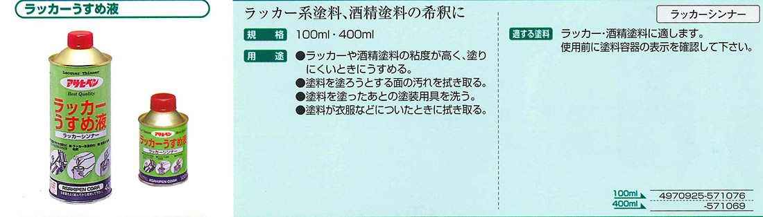 ラッカーうすめ液　100ml【アサヒペン】