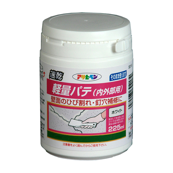 速乾軽量パテ（内外部用）　225ml　ホワイト【アサヒペン】