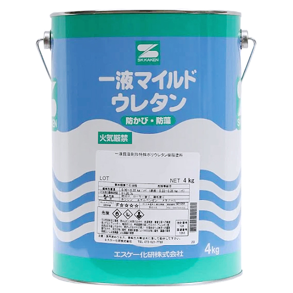 一液マイルドウレタン　4kg　艶有　オーカー【エスケー化研】＊代引決済不可、キャンセル不可