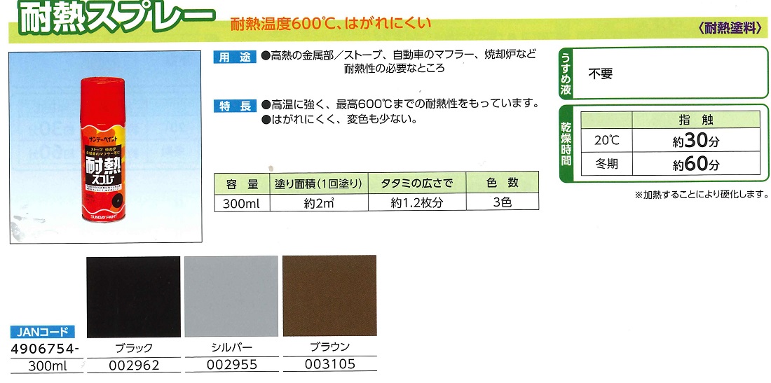 耐熱スプレー　300ML　各色【サンデーペイント】