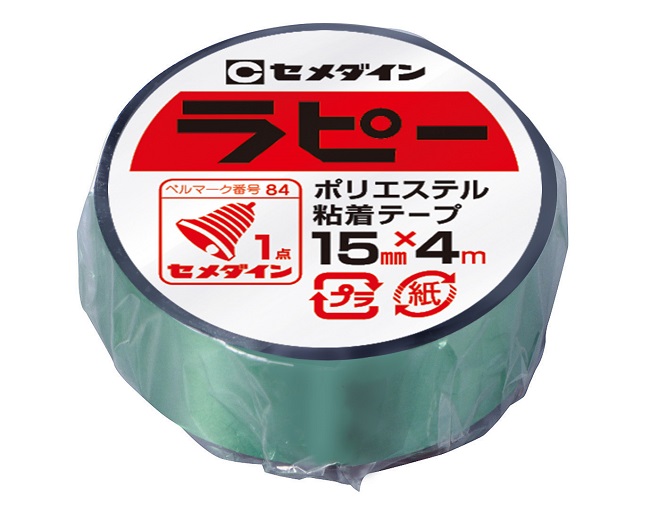 ラピー　15MM×4M　緑(巻)1箱(30巻)　【セメダイン】