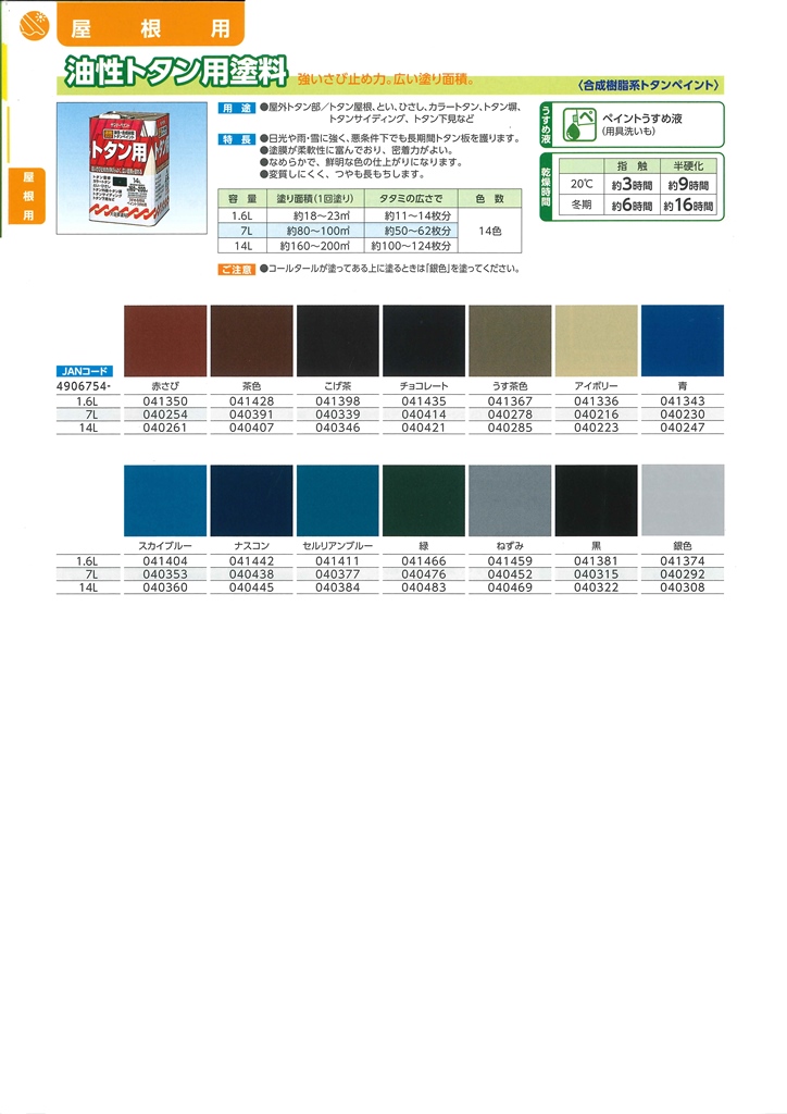 油性トタン用塗料　7Ｌ　スカイブルー【サンデーペイント】