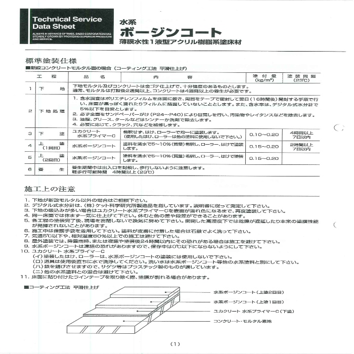 水系ボージンコート　4kg　No.22　ライトグリーン【大同塗料株式会社】