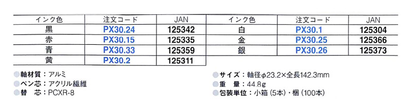 ペイントマーカー 太字角芯 PX-30 小箱（5本）【三菱鉛筆】