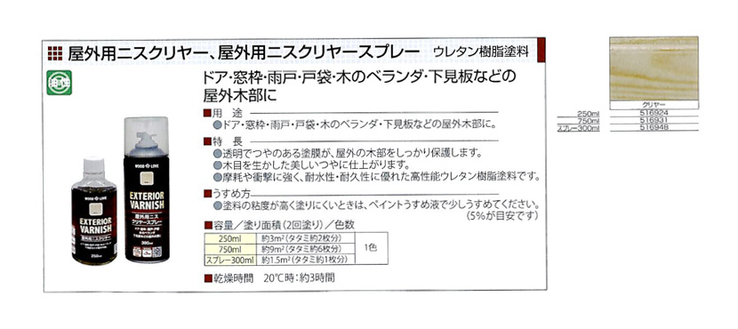 屋外用ニスクリヤースプレー　300ml【ニッペホームプロダクツ】