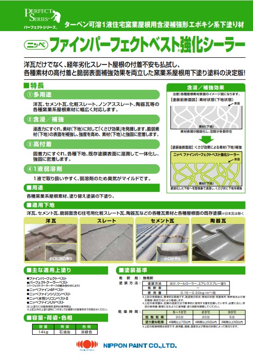 ファインパーフェクトベスト強化シーラー　14kg【日本ペイント】