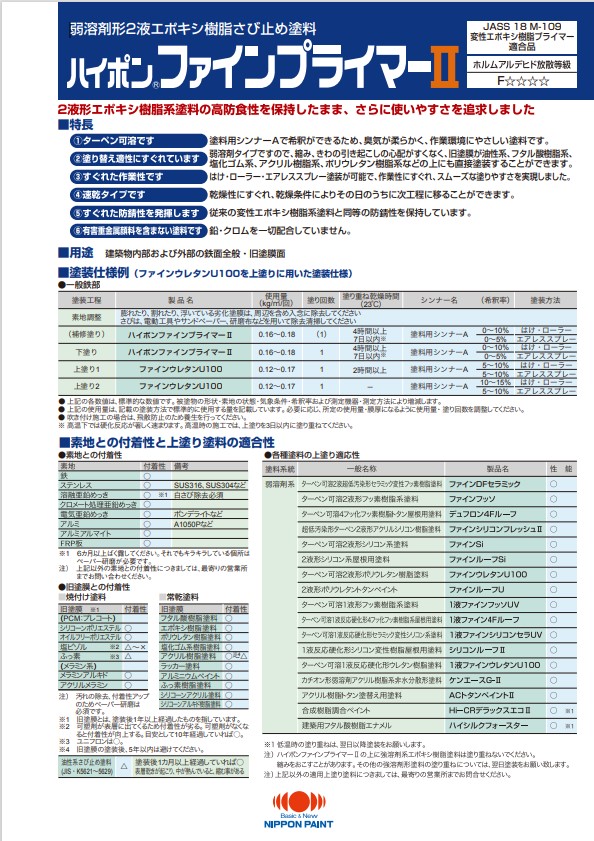 ハイポンファインプライマーII　16kgセット　黒さび【日本ペイント】