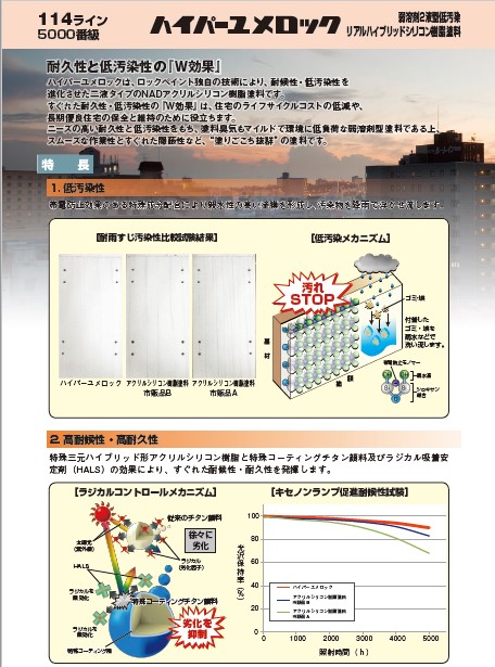 ハイパーユメロック　１５kgセット　調色（淡彩）日塗工色見本帳　NO.1～2　主剤114-9050（5204ベース）／硬化剤114-5140【ロックペイント】