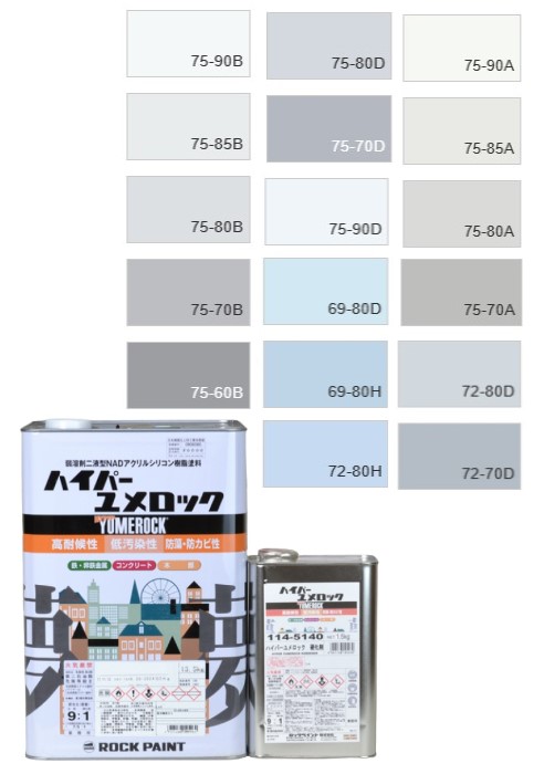 ハイパーユメロック　１５kgセット　調色（淡彩）日塗工色見本帳　NO.51～54主剤114-9050（5204ベース）／硬化剤114-5140【ロックペイント】