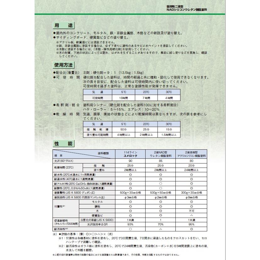 ユメロック　調色　日塗工N-72　主剤のみ　13.5kg　114-9000（0204ベース）【ロックペイント】