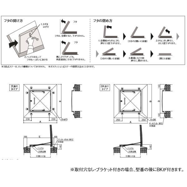 SPG　らくらくハッチ　OM-61501　ステンレス製ロック付多段ステー　500穴付・BK無【サヌキ】