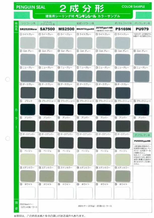 2成分形シリコーン　ペンギンシール　MS2500typeNB　4L×2セット（基剤・硬化剤セット）【サンスター技研株式会社】