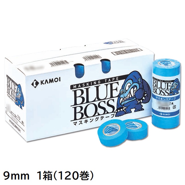 BLUE BOSS　車輛塗装用マスキングテープ　9mm　1箱(120巻入り)【カモ井加工紙】※取り寄せ品