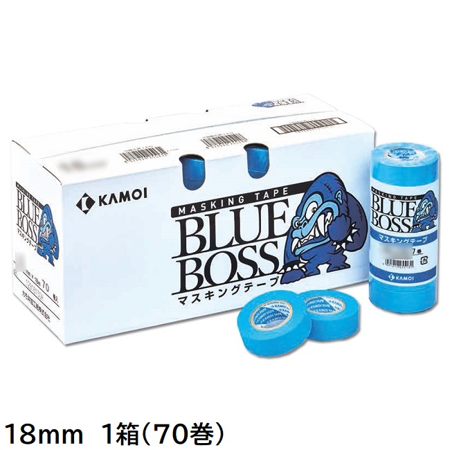 BLUE BOSS　車輛塗装用マスキングテープ　18mm　1箱(70巻入り)【カモ井加工紙】※取り寄せ品