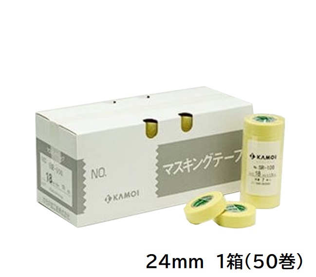 SR-100　建築塗装用マスキングテープ　24mm　1箱(50巻入り)【カモ井加工紙】※取り寄せ品